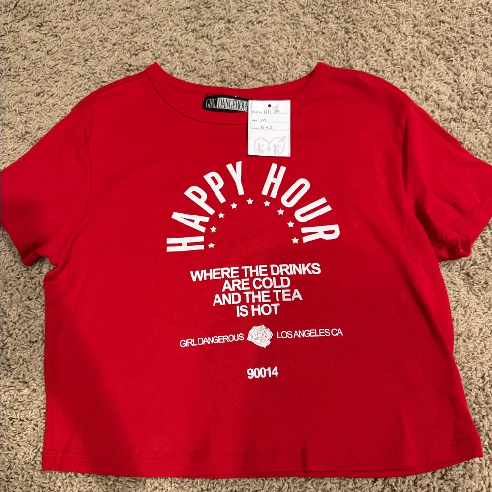 Girl Dangerous Red Happy Hour Cropped Tee